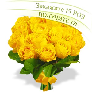 17 желтых роз