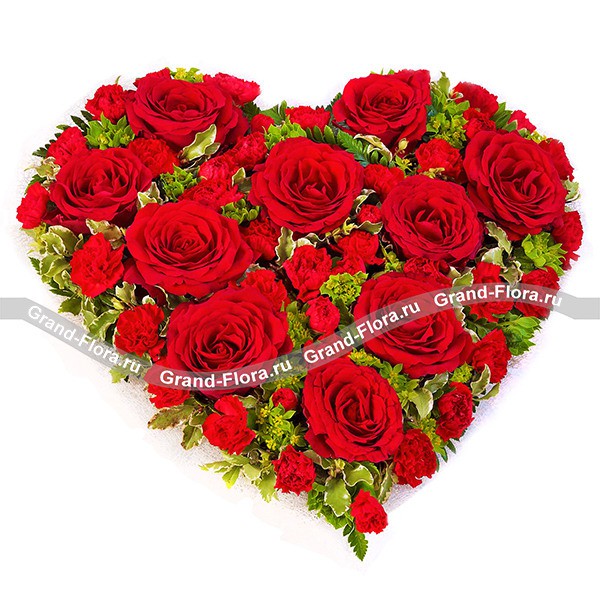 Сердце из красных роз и гвоздик - Всё о любви