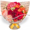 Воздушный замок - букет из красных роз и гвоздик
