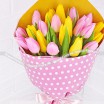 Нежное счастье - букет из желтых и розовых тюльпанов 2
